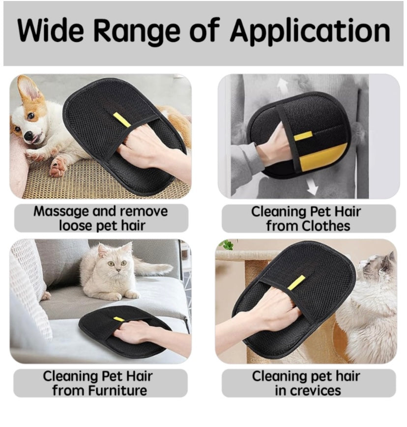 2-Piece Pet Hair Removal Gloves, Reusable Grooming & Cleaning Tool