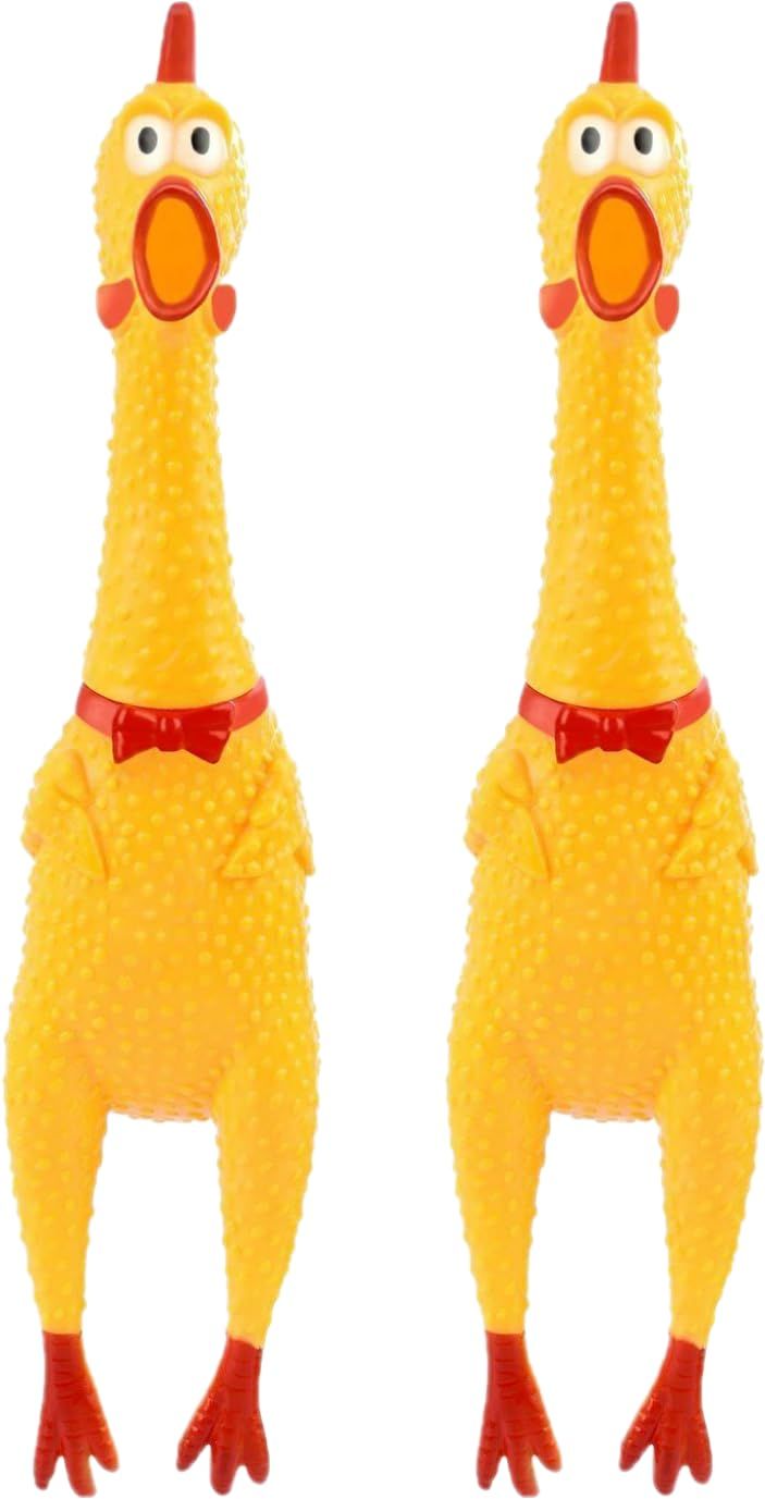 Squawking Rooster Screaming Rubber Chicken Toy