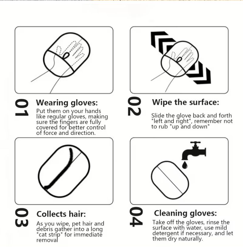 2-Piece Pet Hair Removal Gloves, Reusable Grooming & Cleaning Tool